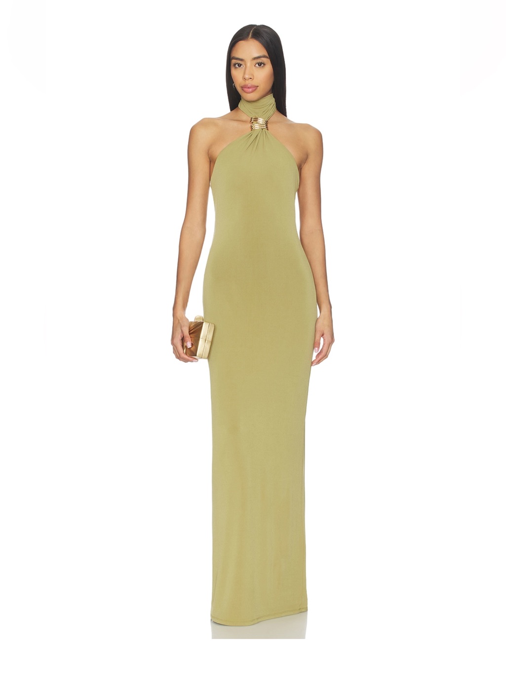 Beila Maxi Dress In Olive Green